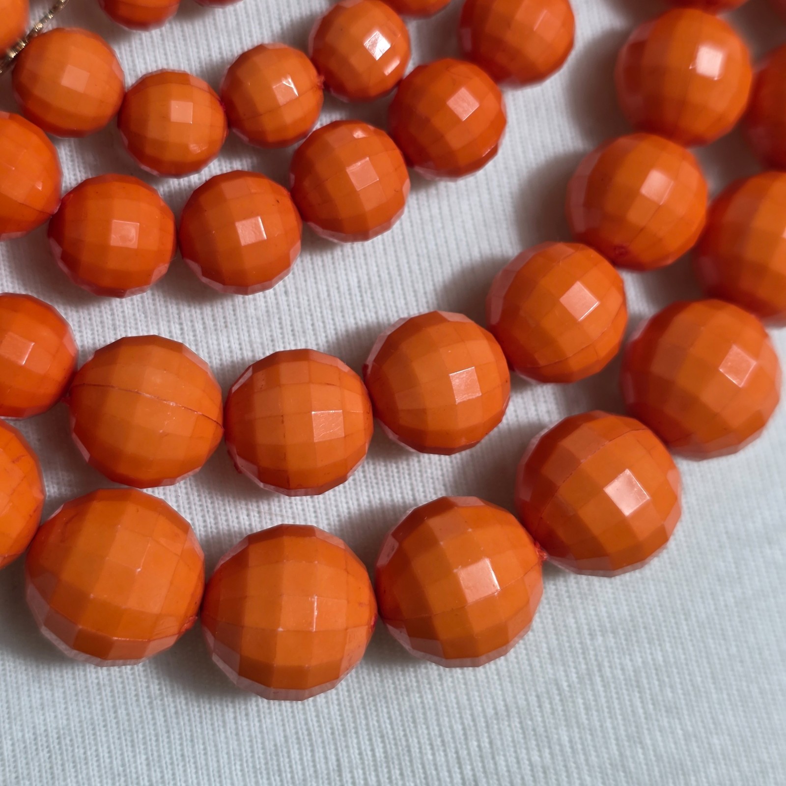Vibrant Orange Multi-Strand Beaded Bib Necklace Graduated Layers