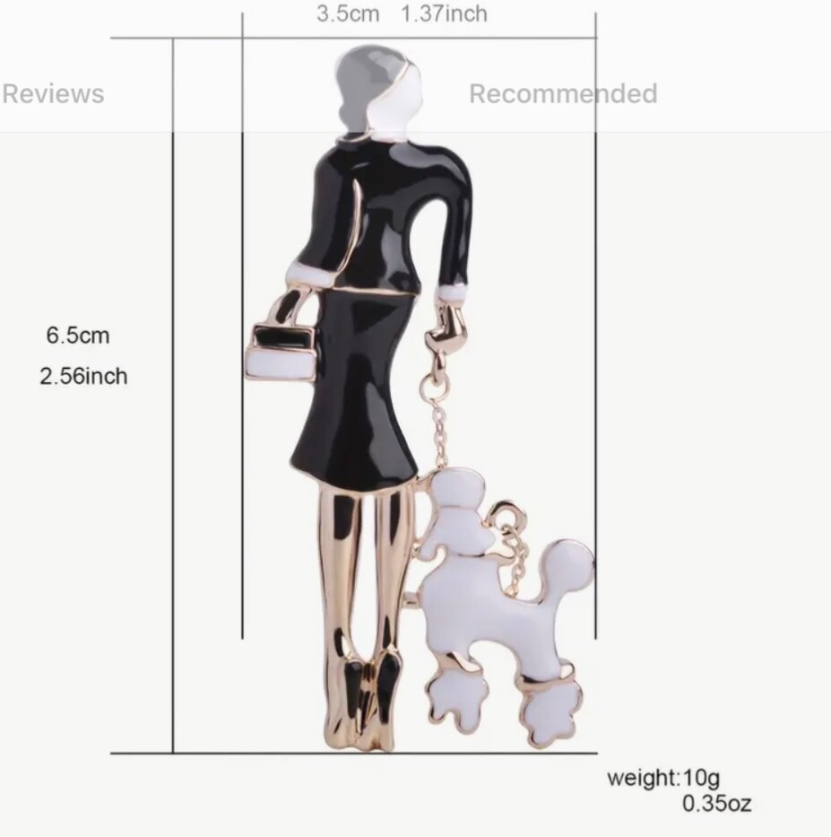 Costume Jewelry Elegant Classic Lady & Dog Brooch – Fashionable Zinc Alloy Pin