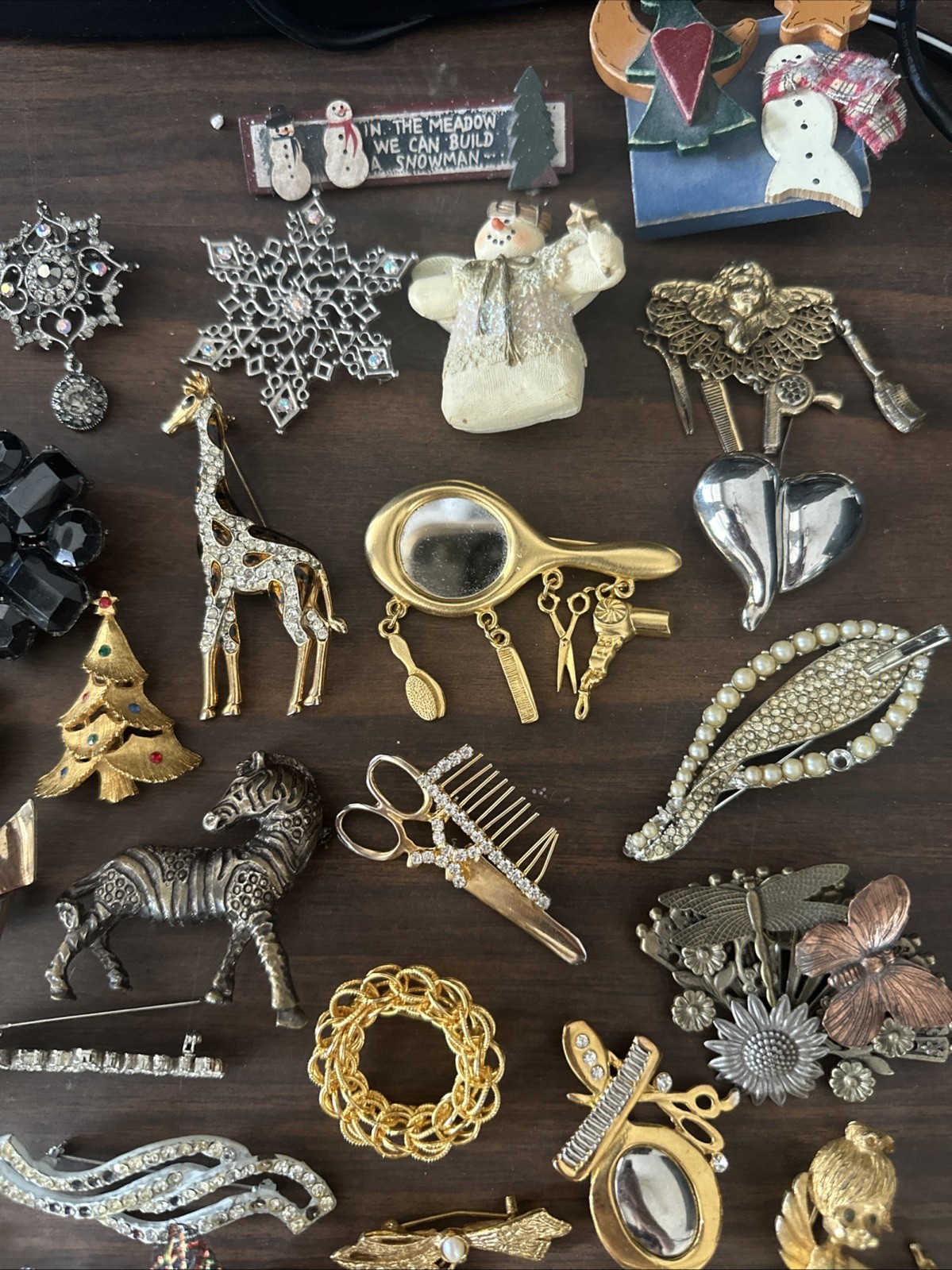 Whole Lot 50plus Vintage Brooches And Pins Number One Hairdresser Red Hat