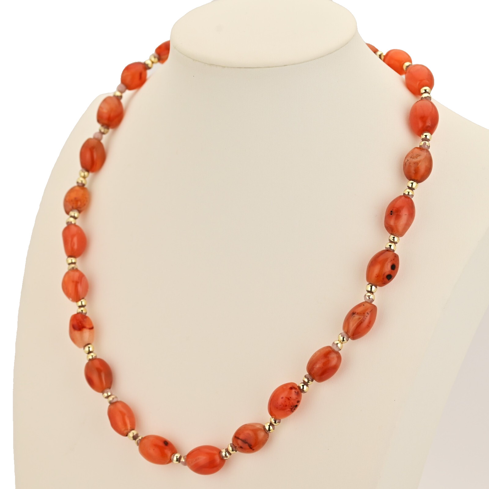 Vintage Original Design Sulaimani Agate Carnelian Bead Gemstone Estate Necklace