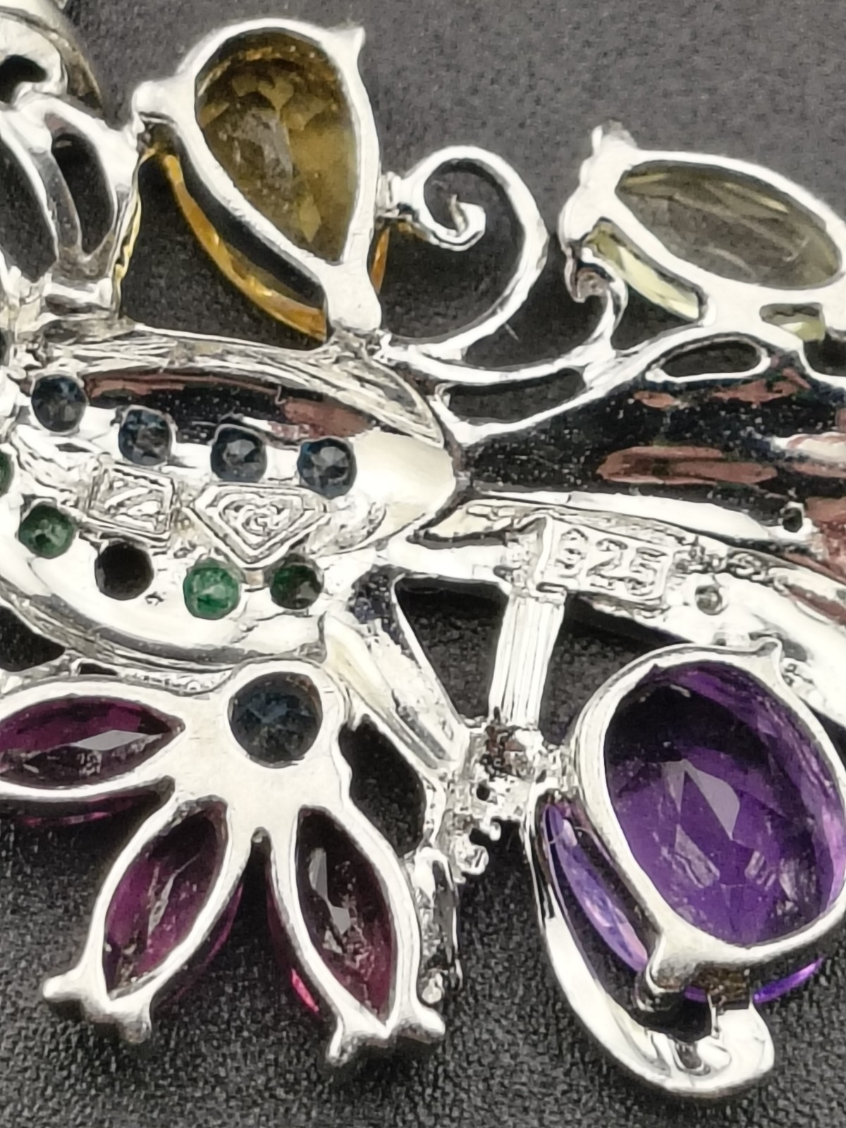 Sterling Silver 925 Pendant Lot 7pc 18g Multi Stone CZ Pearl Peacock Heart