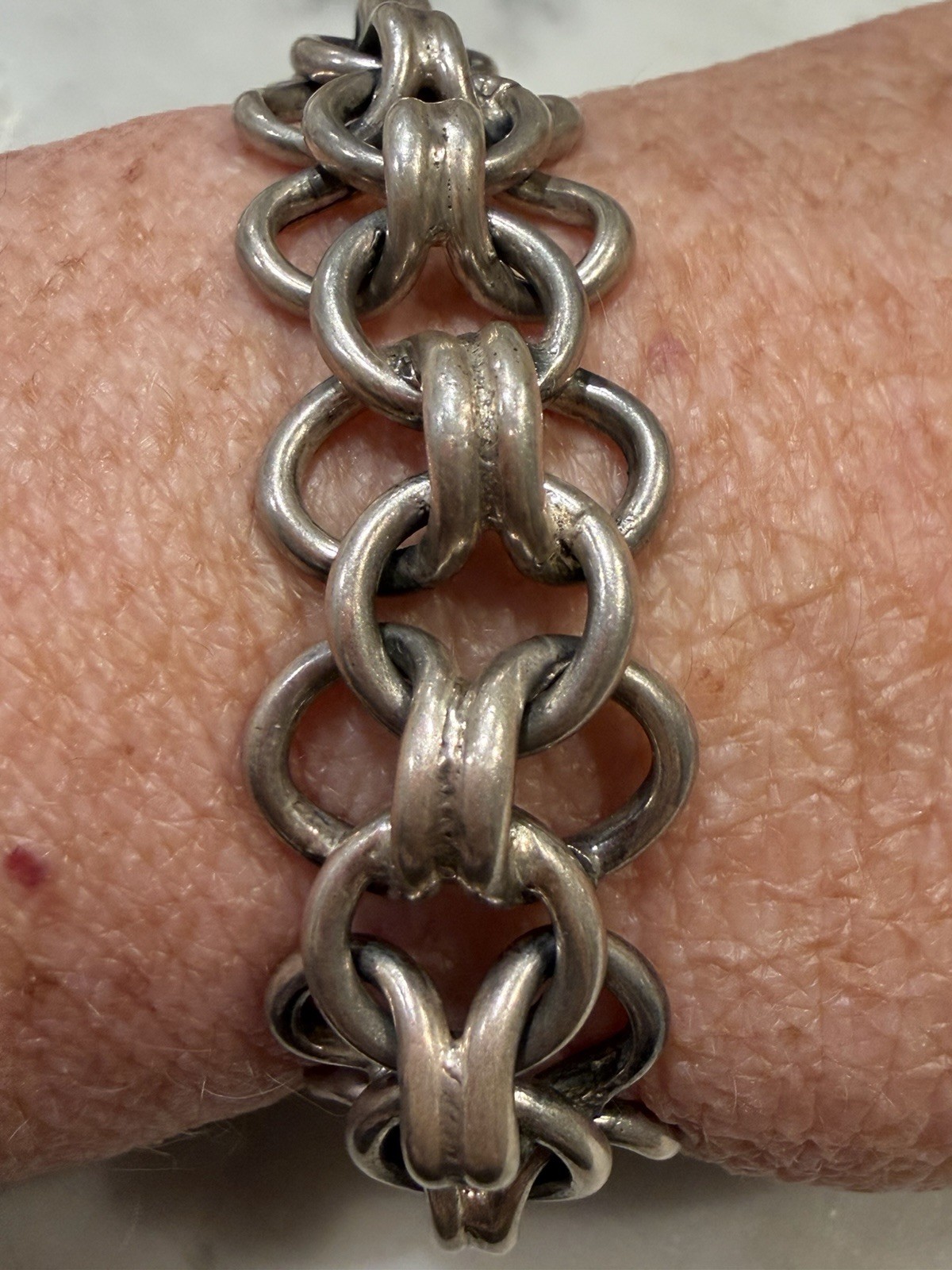 VINTAGE TAXCO MEXICO 925 STERLING SILVER FANCY WOVEN LINK BRACELET