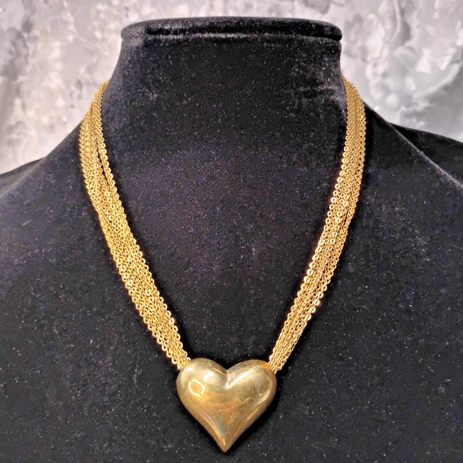 Heart Shape Pendant Necklace Multiple Chain Adjustable Brass Style Metal
