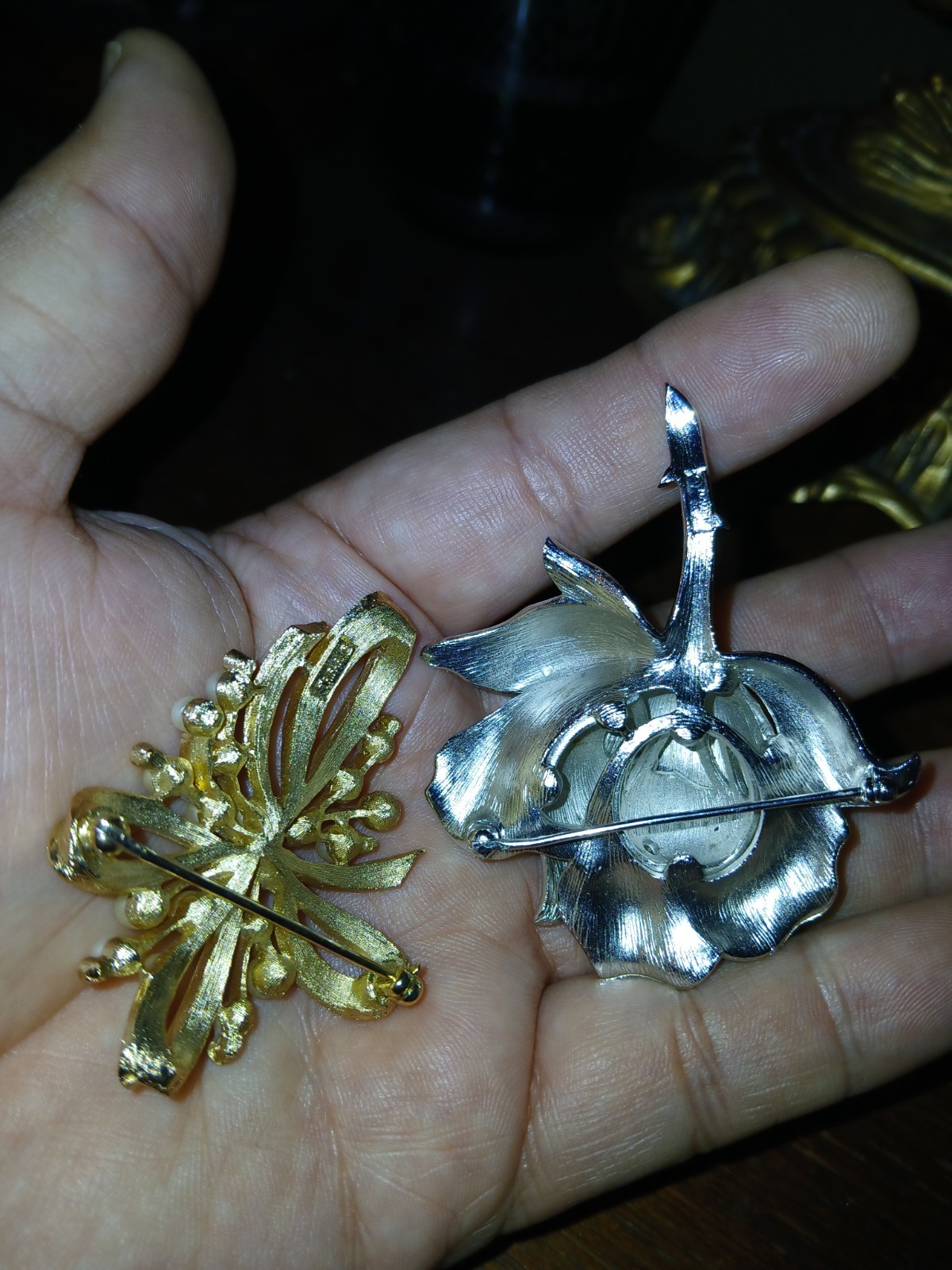 Vintage Crown Trifari Flower And Cross Brooch