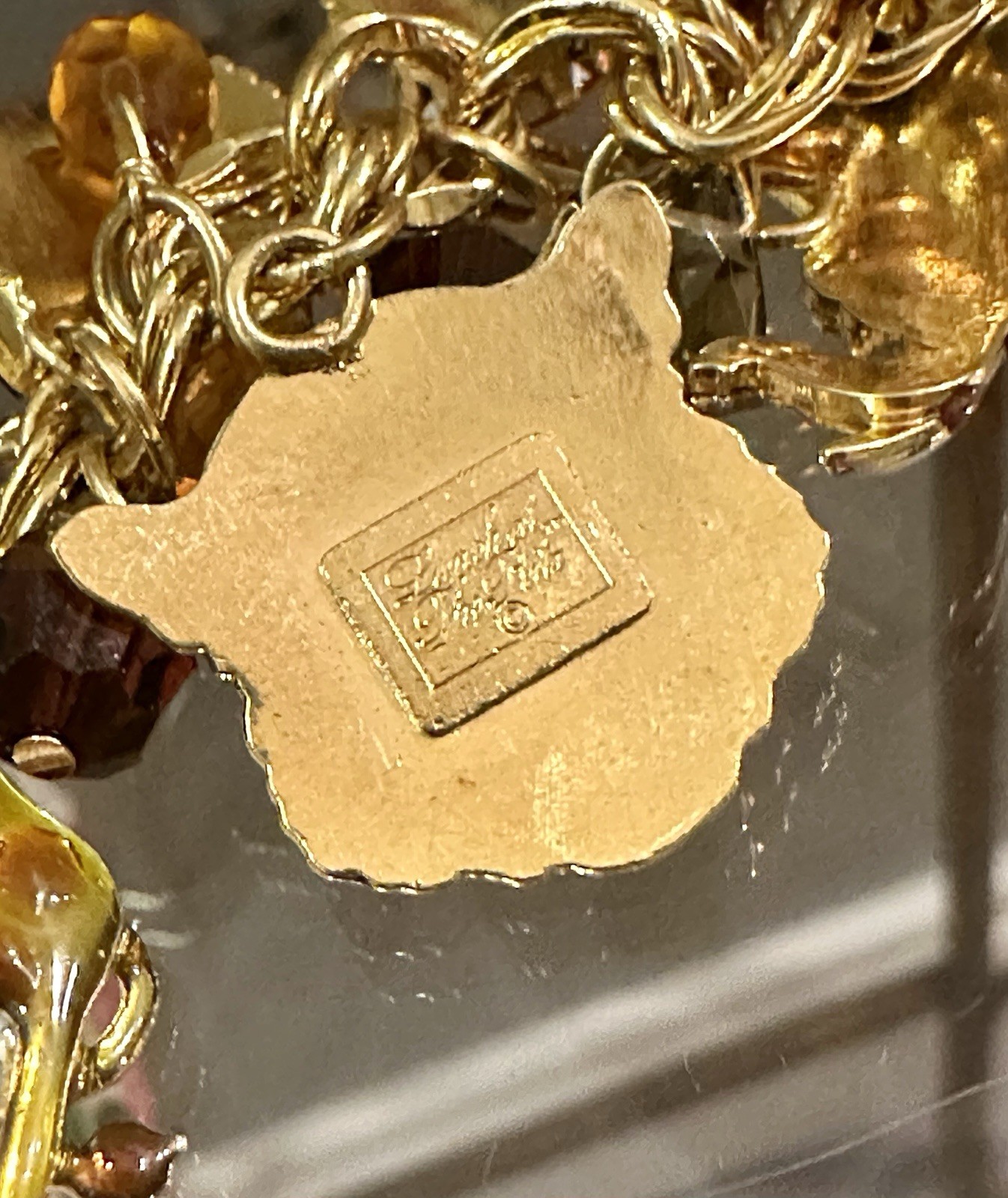 Vintage Lunch at The Ritz Gold Tone Zoo Charm Bracelet Zebras Giraffes Monkeys