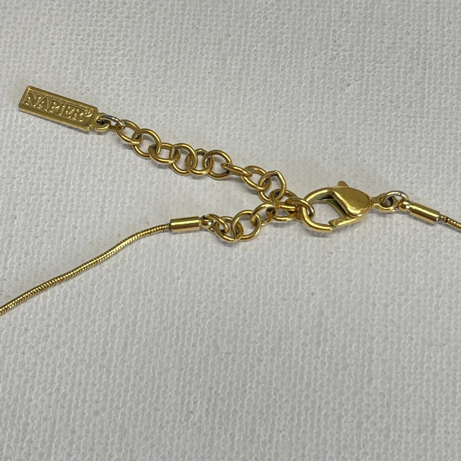 Napier Gold Tone Snake Chain Glass Bead Choker Necklace Dainty Minimalist