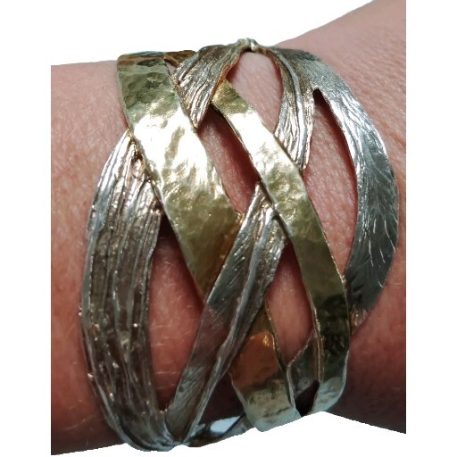 Sterling Silver 14 Carat Gold Plated Bracelet Wrap Adjustable Vintage Jewelry