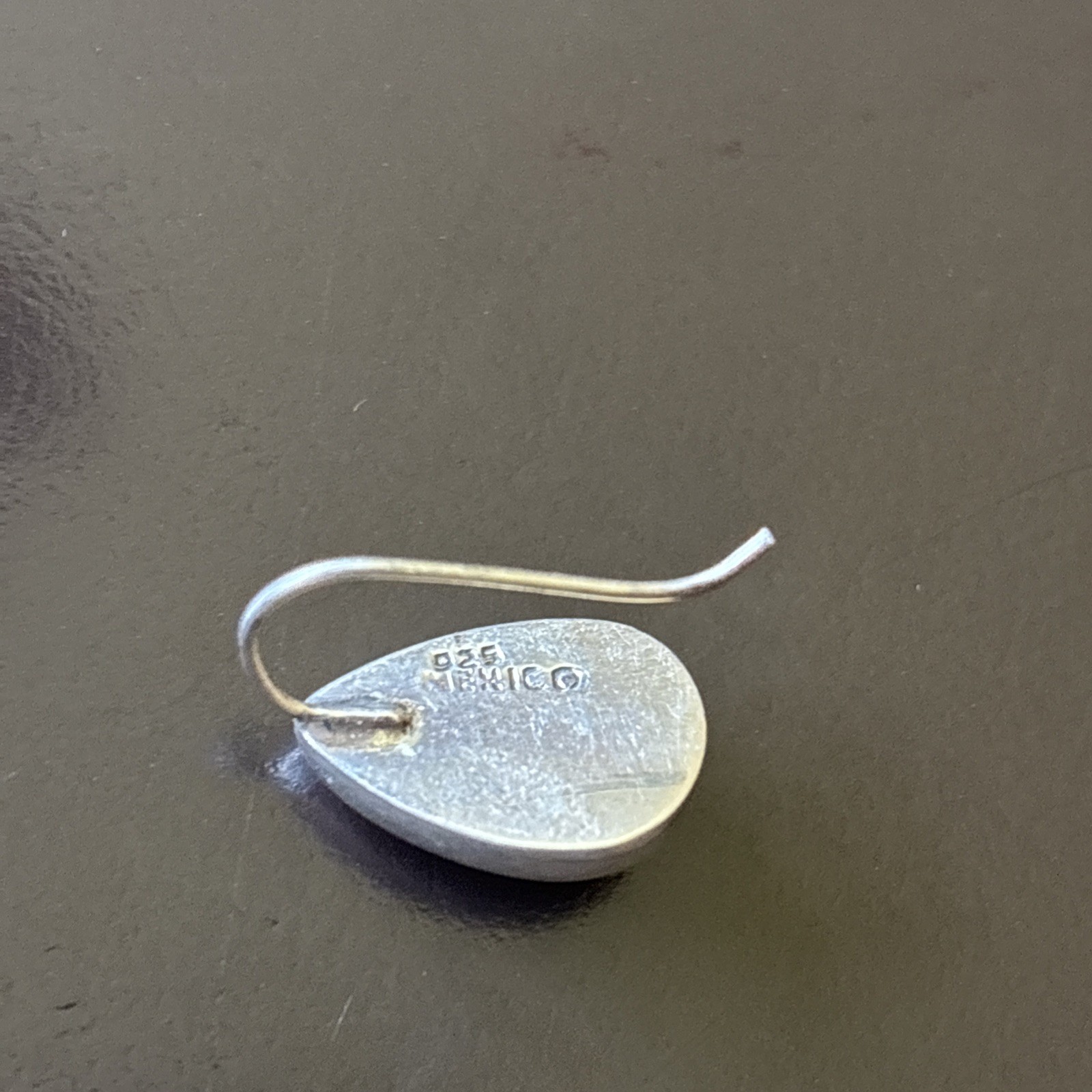 Vintage 925 Mexico Sterling Silver Onyx Teardrop Earrings .75” Modernist