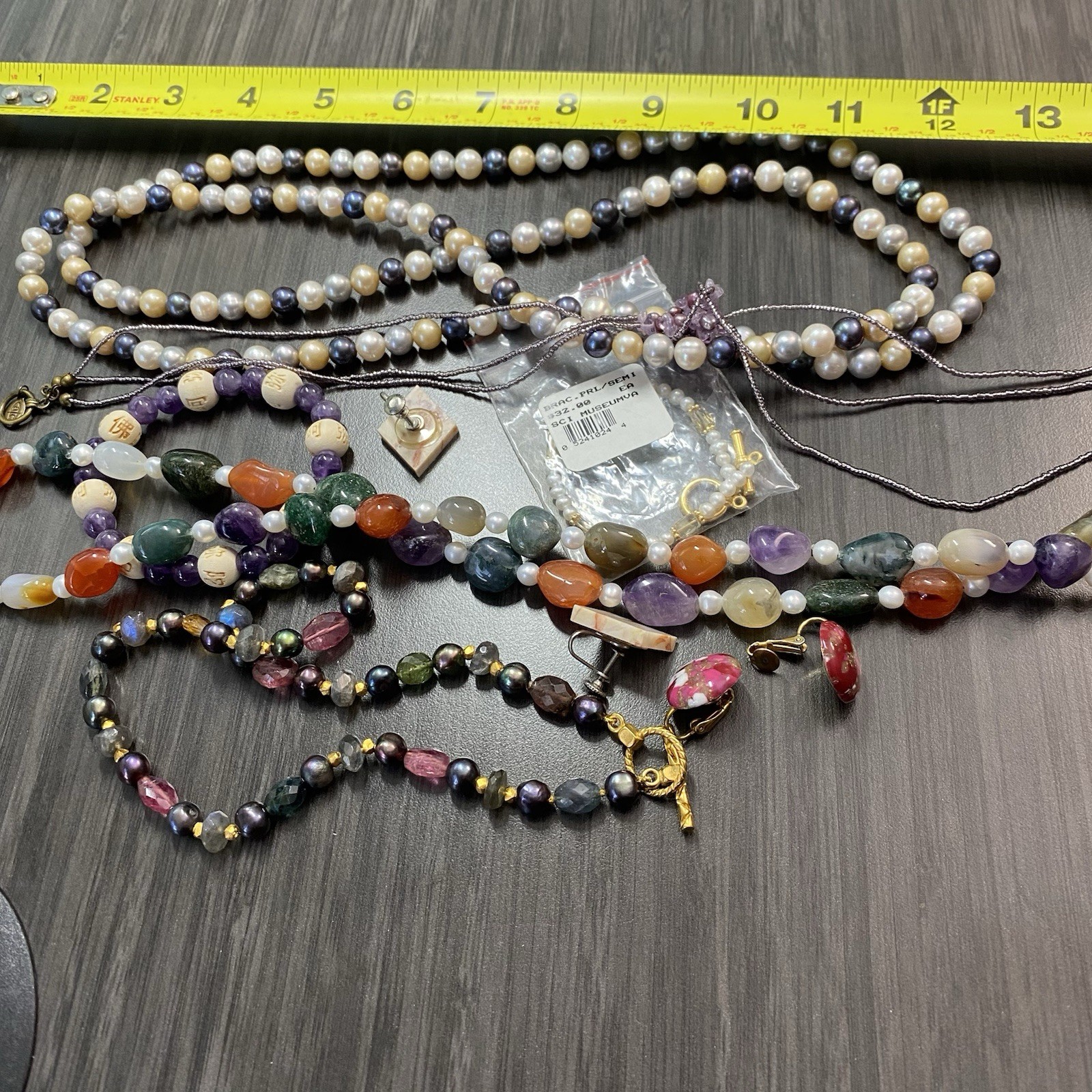 Gemstone Necklace & Bracelet Lot – Semi Precious Gem Jewelry – Amethyst & More