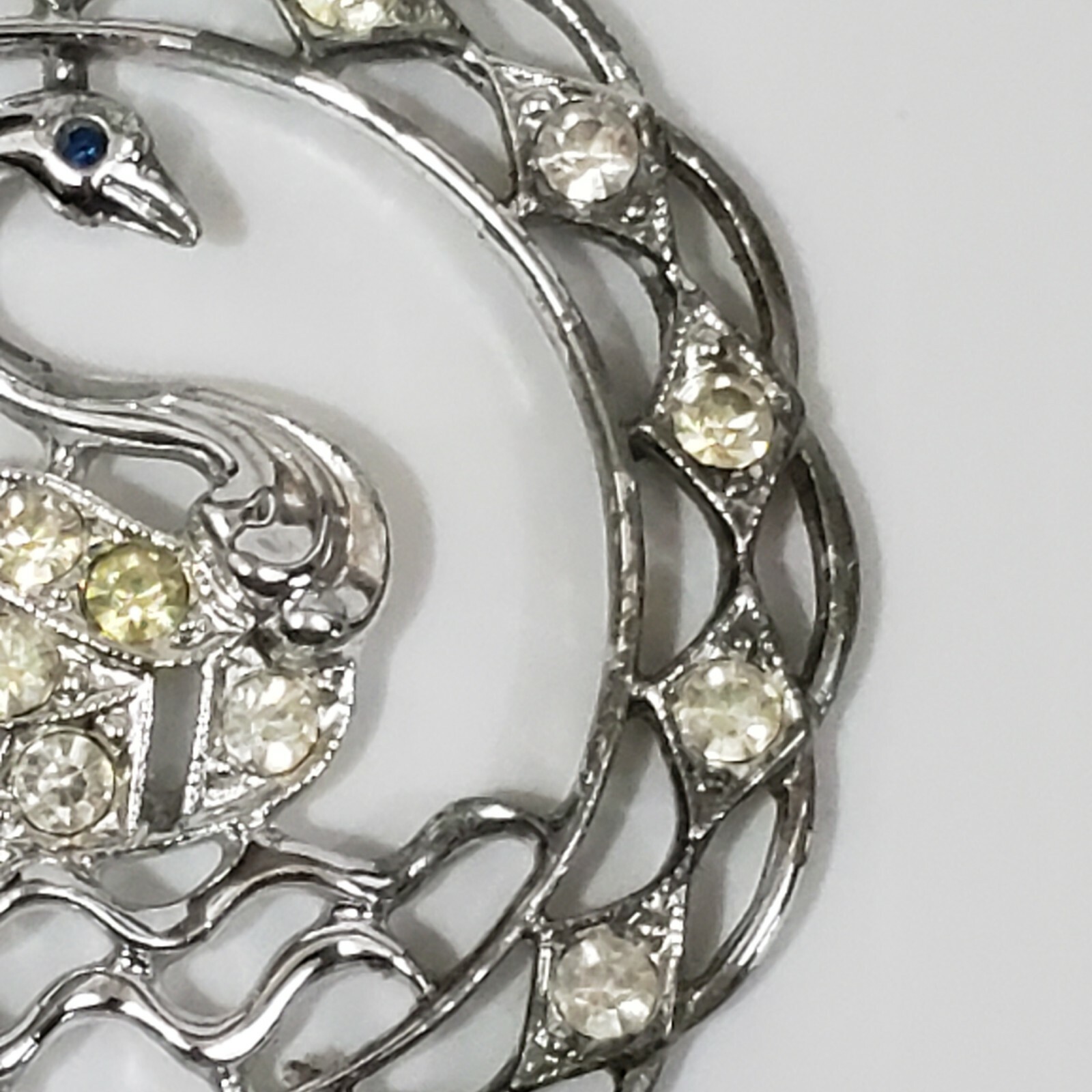 Sarah Coventry 1970s Swan Lake Pendant with Aurora Borealis Crystals