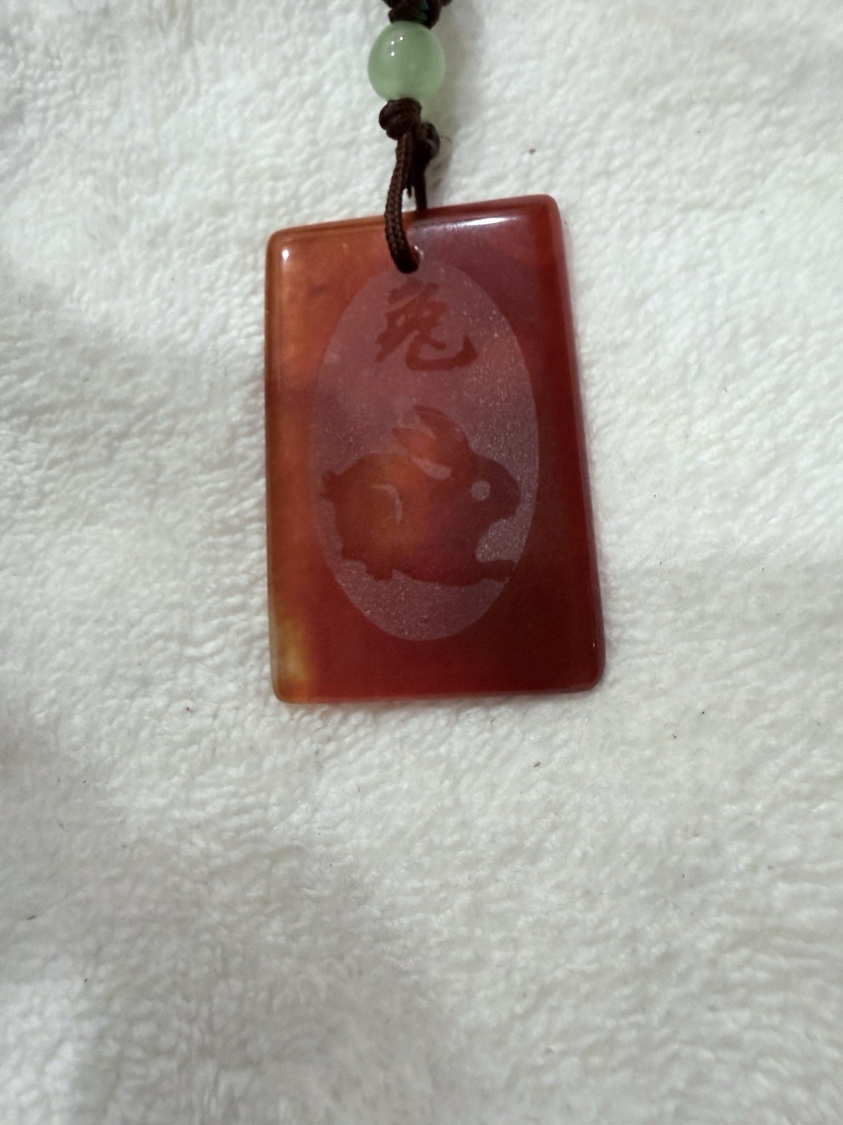 Vintage carnelian necklace pendant with jade