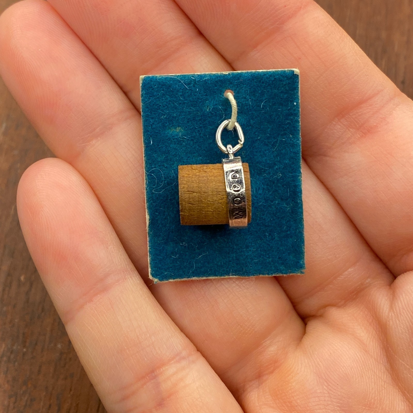 Vintage 925 Sterling Silver “Knock on Wood” Good Luck Pendant Bracelet Charm