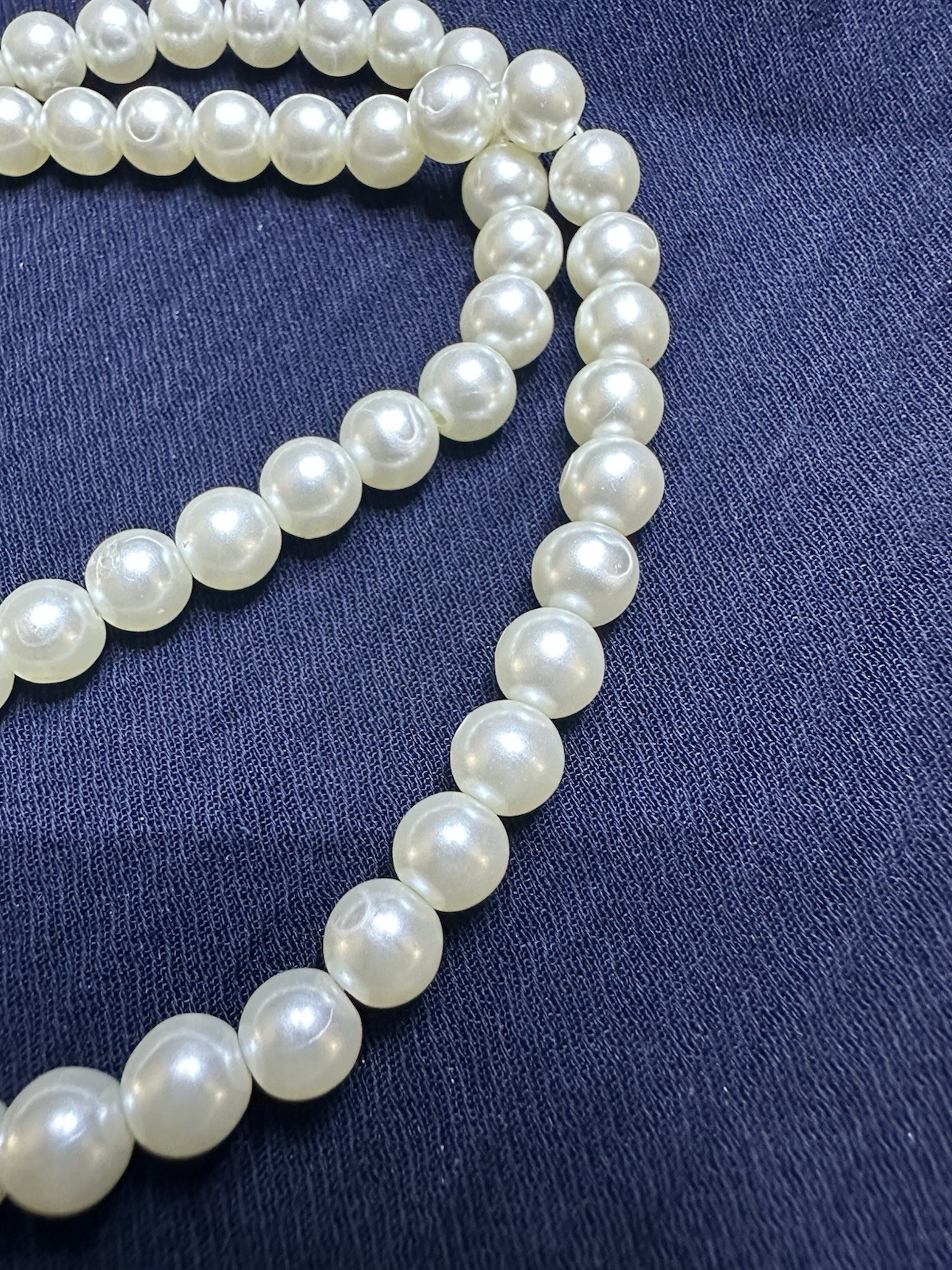 Vintage Faux Pearl Bead Necklace 25 In