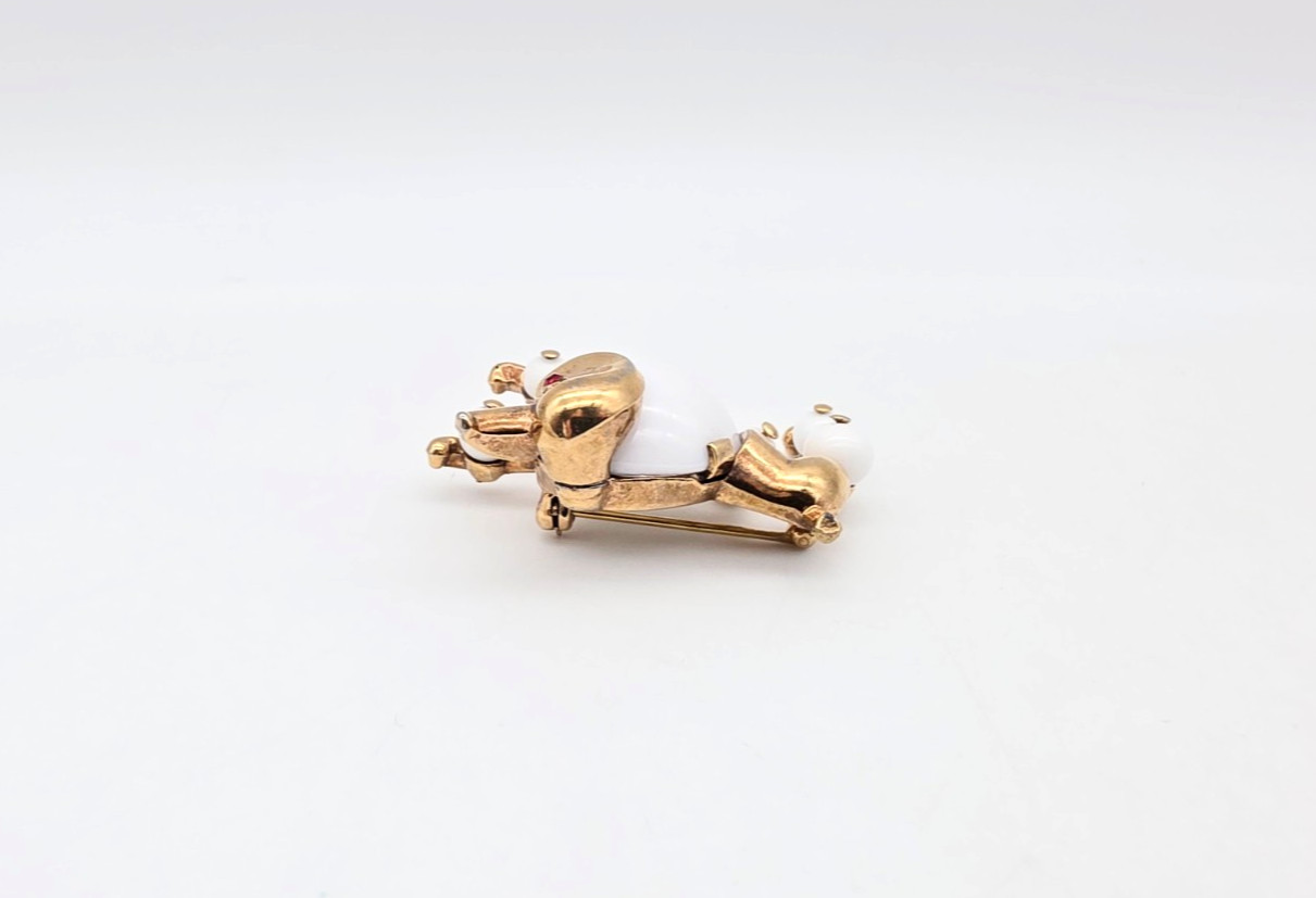VINTAGE TRIFARI ALFRED PHILIPPE WHITE BEADED FRENCH POODLE DOG PIN/BROOCH AS IS!