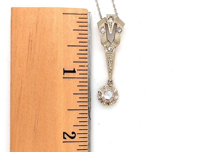Victorian Rose Cut Diamond Pendant Necklace 14K & 18K Gold Mined Original 1890’s