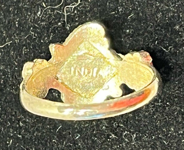 Vintage Silver Tone Ring With Purple Gem Stone Size 6.75 Marked India