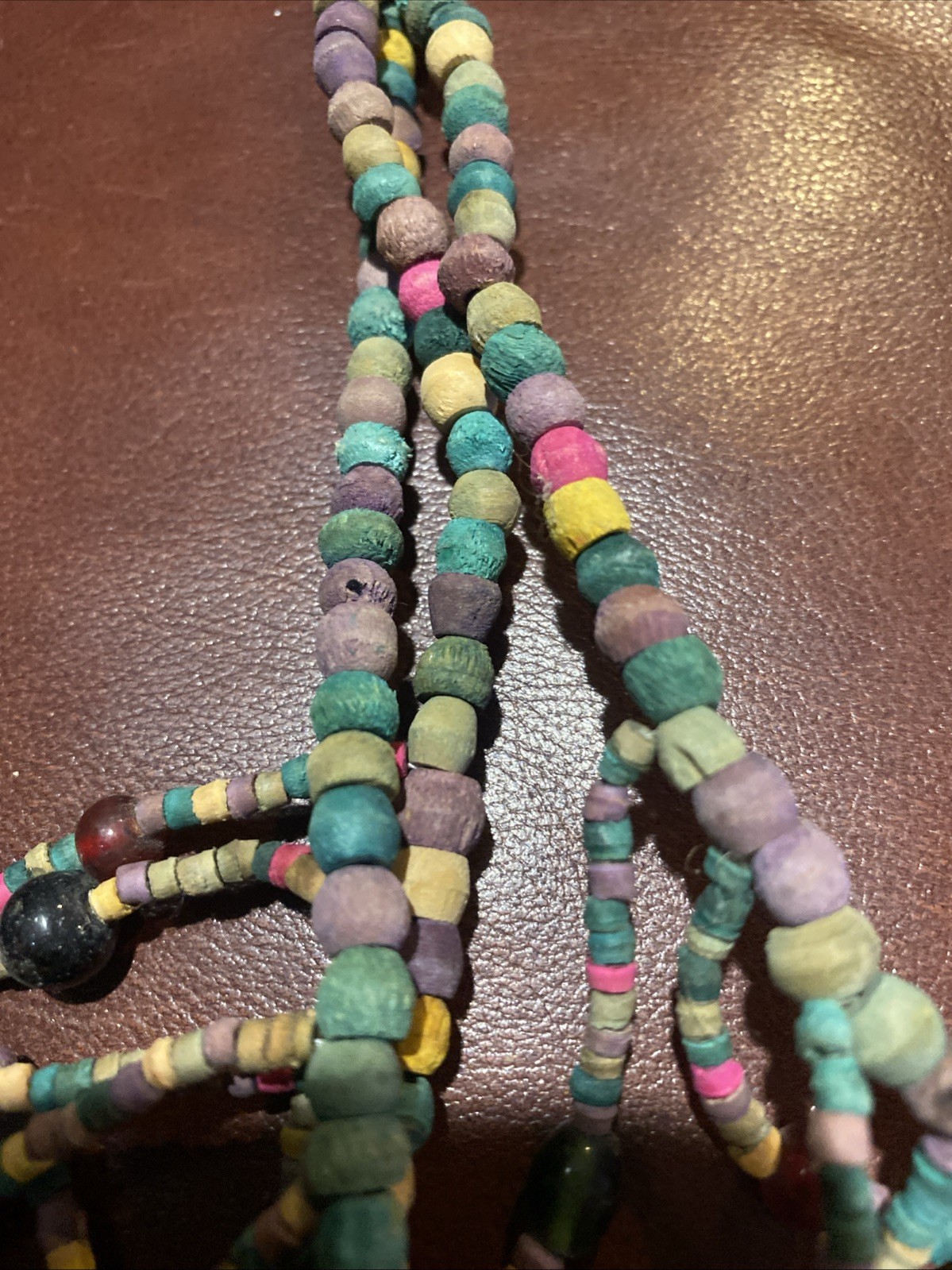 BOHO African Multi Strand Statement Necklace Wooden Carved Animals Fringe Beads
