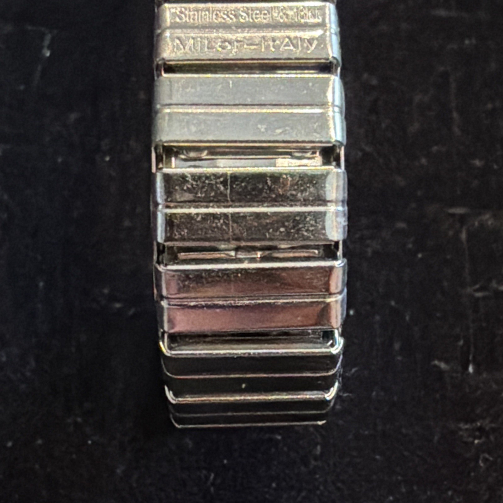 Unisex Milor Italy Stainless Steel & 18k Yellow Gold Stretch Flex Bracelet