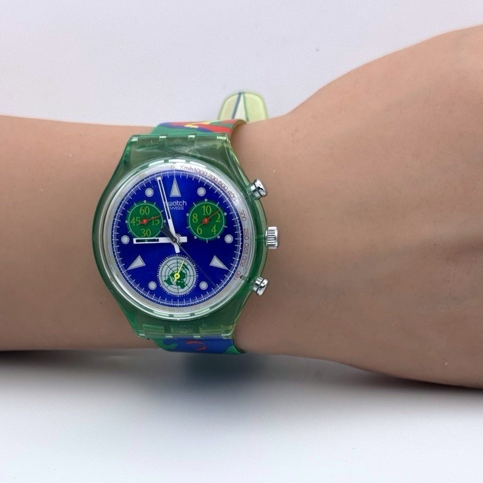SWATCH WATCH UN UNITED NATIONS CHRONOGRAPH 50 ANNIVERSARY WRISTWATCH SWISS 1990