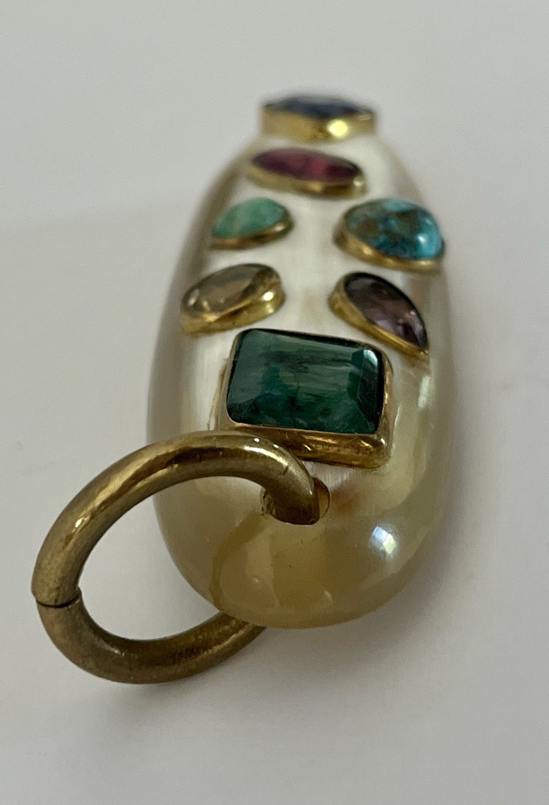 Ashley Pittman Pendant Signed AP Kenya Vintage Gemstones Horn? Bone? Vtg Jewelry