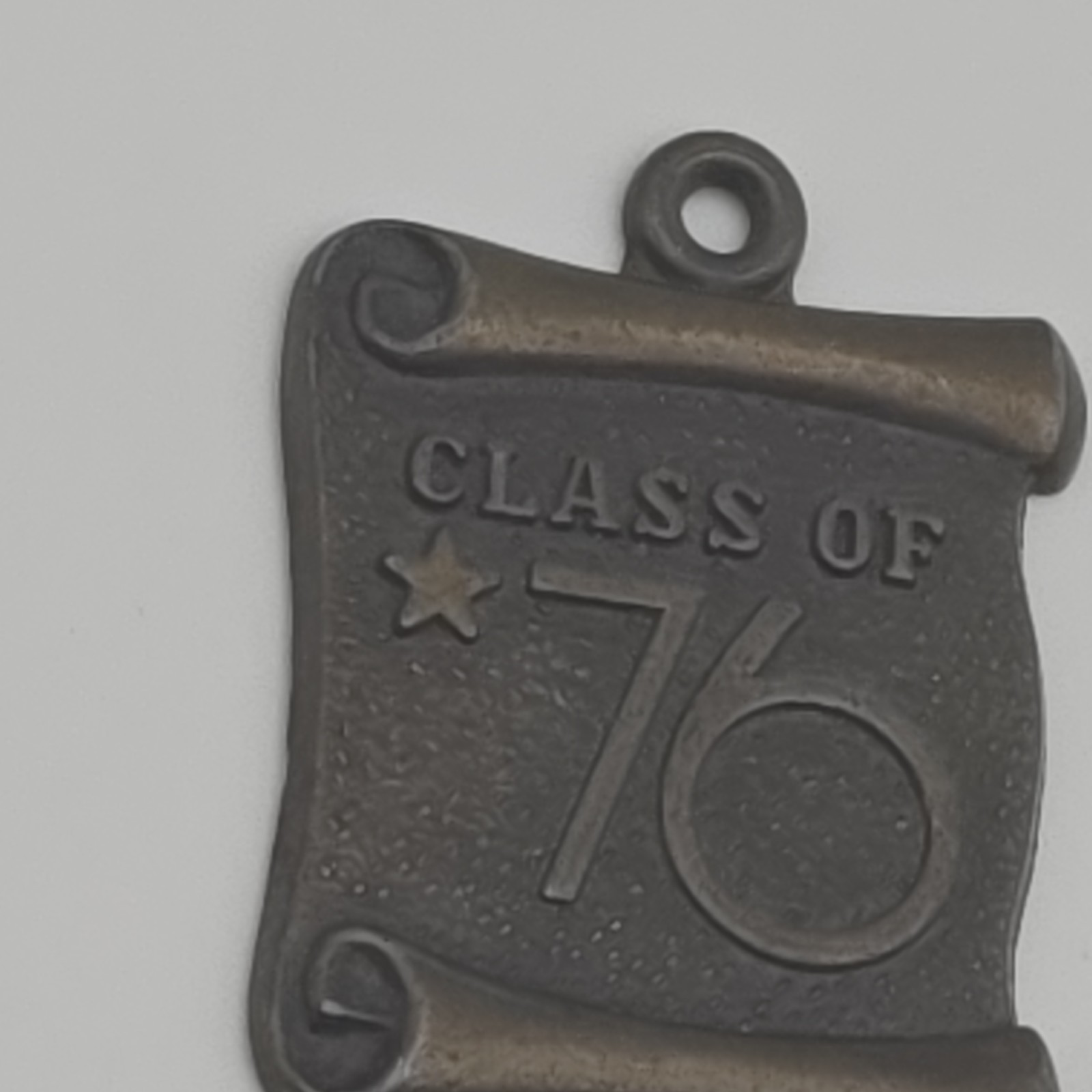 Engraved Bronze Square School Charm Pendant “Class of 76” Metal, No Stone