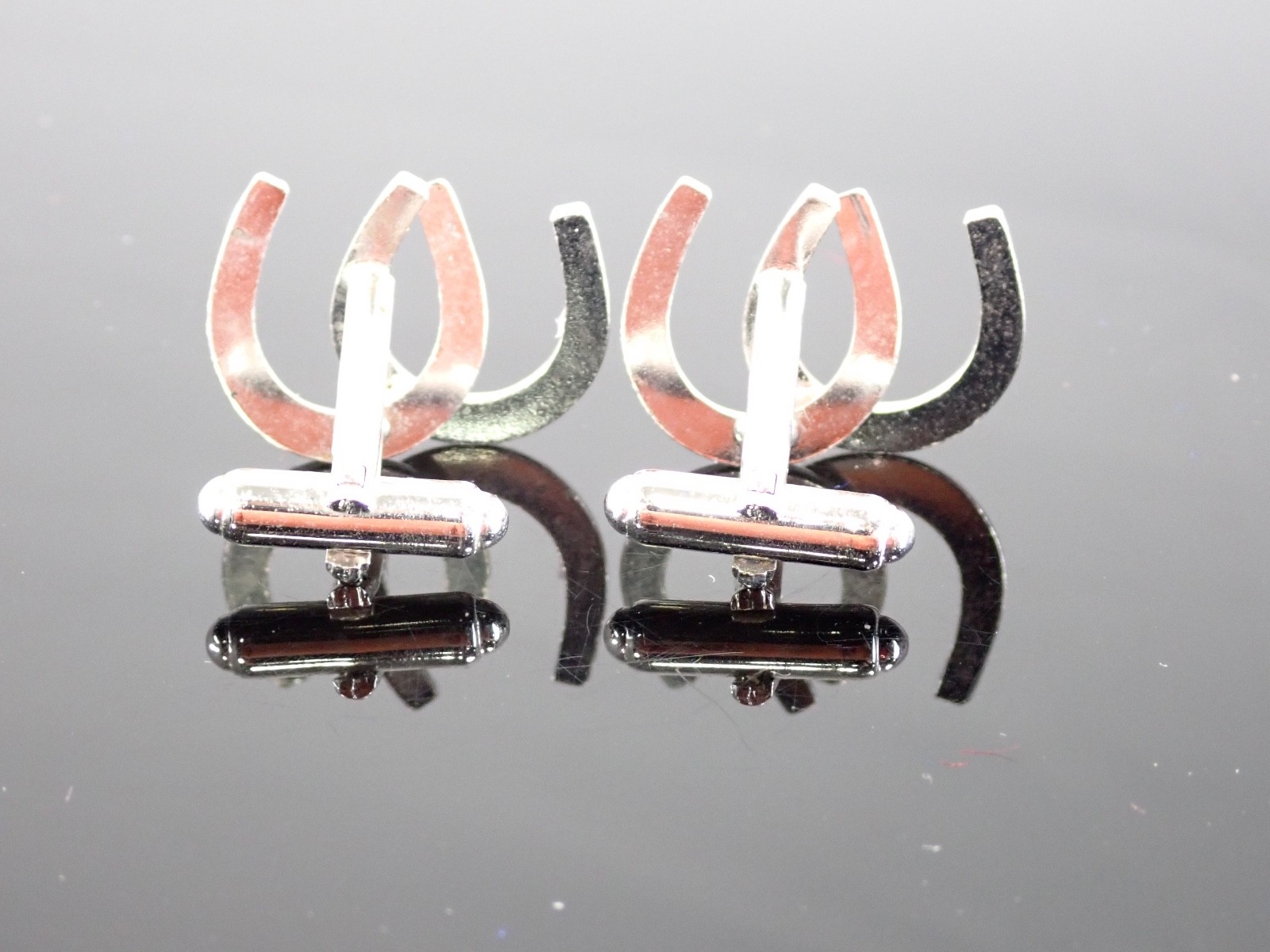 Vintage Anson Horseshoe Cufflinks PAT. Pending Silver Tone Western Lucky Charm