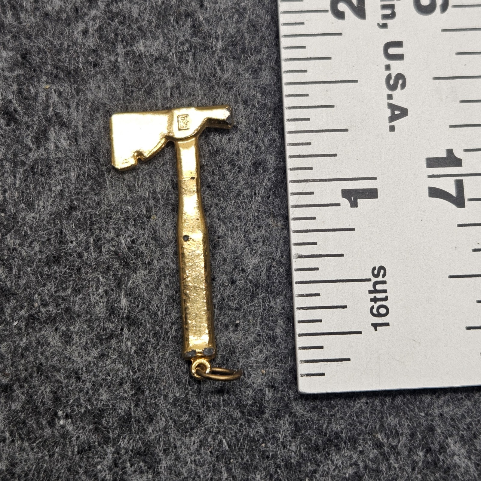 Vintage 1960s INTERCAST Miniature Metal Axe Charm Gold Tone
