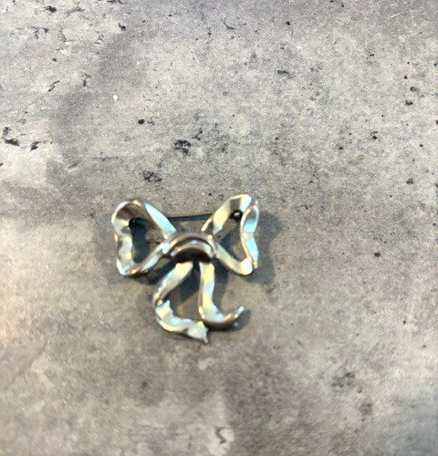 VINTAGE Lot of 2 Silver Tone Rhinestone Bow Shaped Brooch Pin