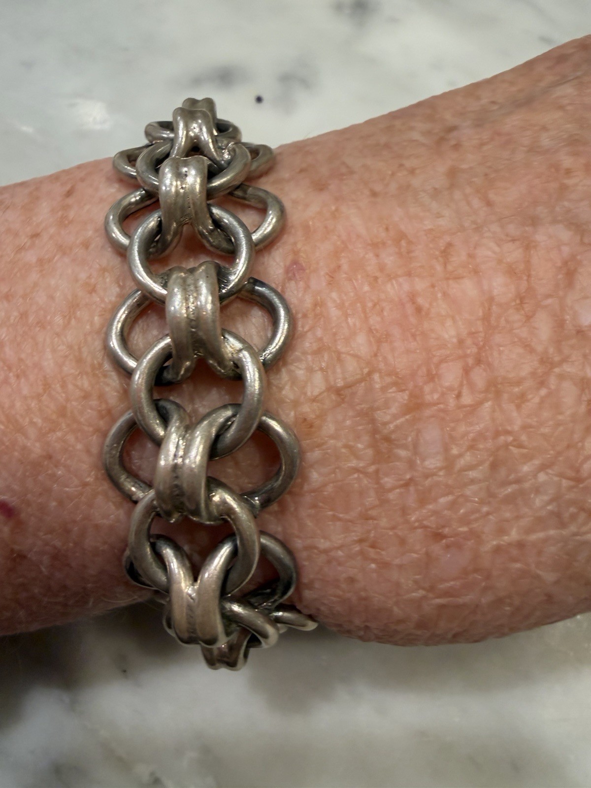 VINTAGE TAXCO MEXICO 925 STERLING SILVER FANCY WOVEN LINK BRACELET