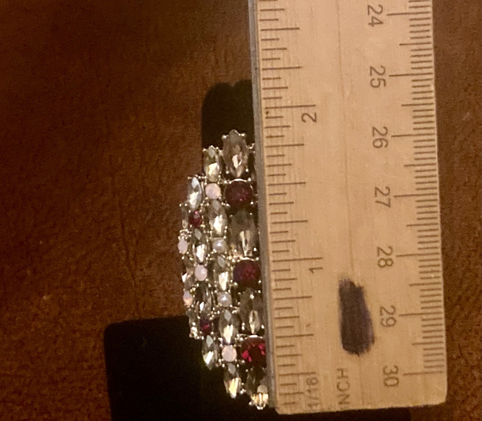 Vintage Hollywood Regency Style Ring Glass Rhinestone Size 7 Missing 1 Stone