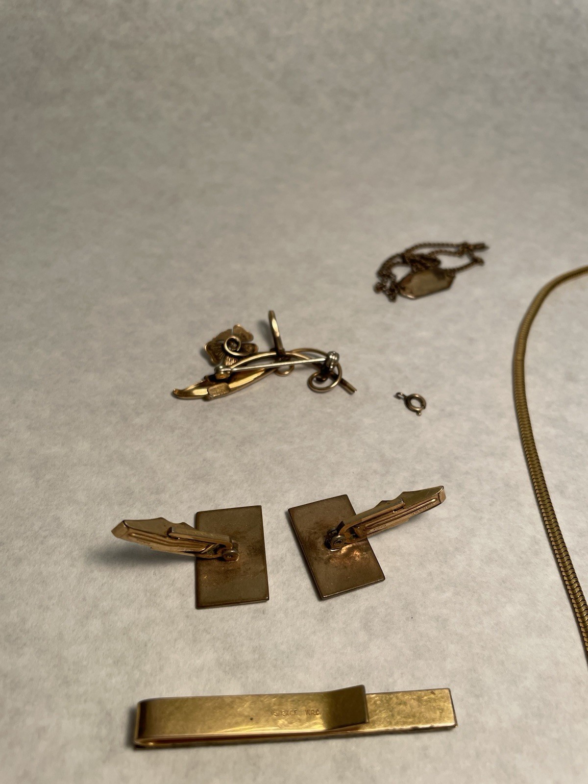 1/20th 12k Gold Filled Jewelry Lot Necklaces Clips Pocket Watch Chain 59.8 Grams