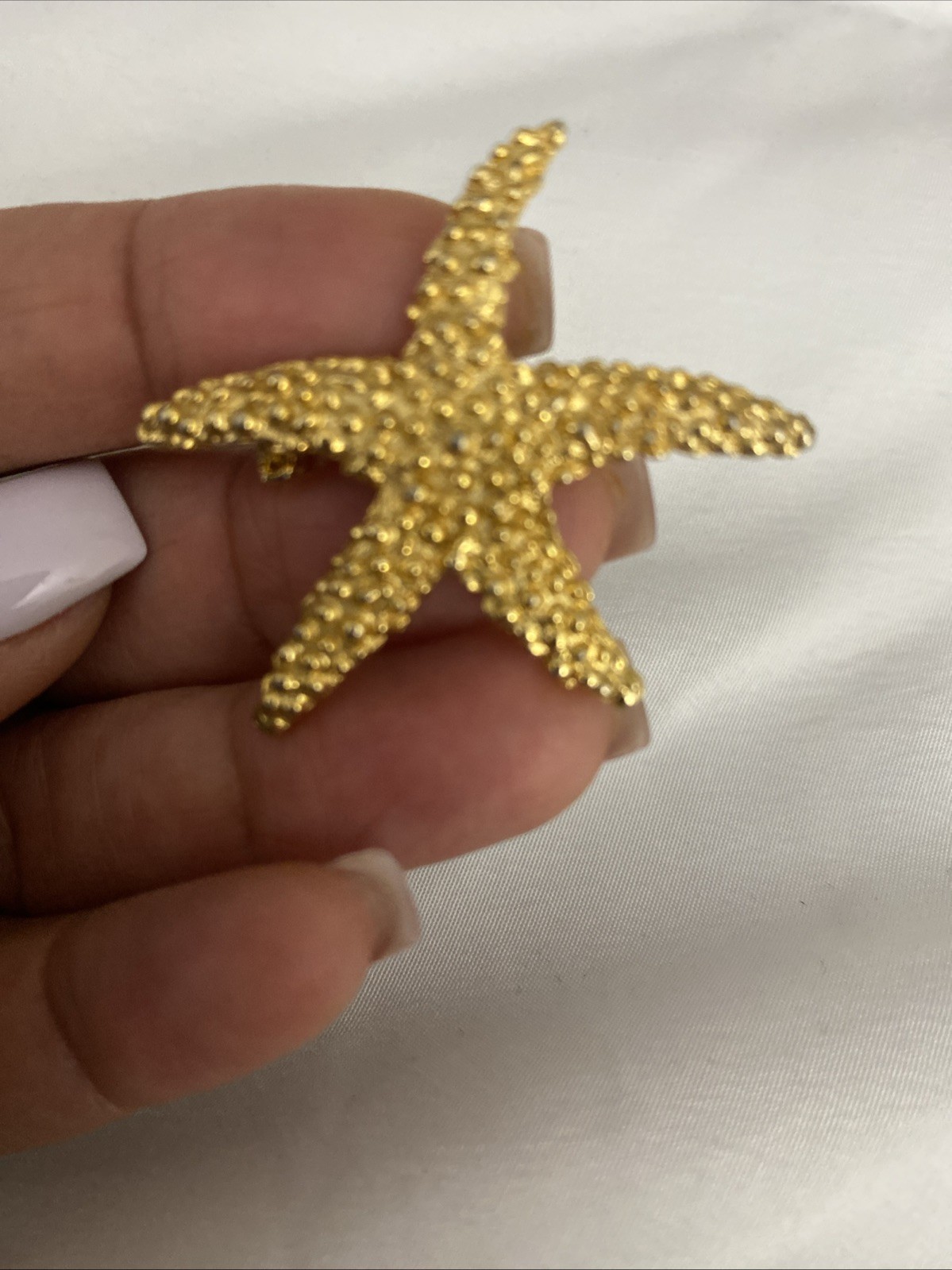 Vintage Roma Signed Starfish Brooch Pin Gold Tone Sea Creatures Ocean Aquatic