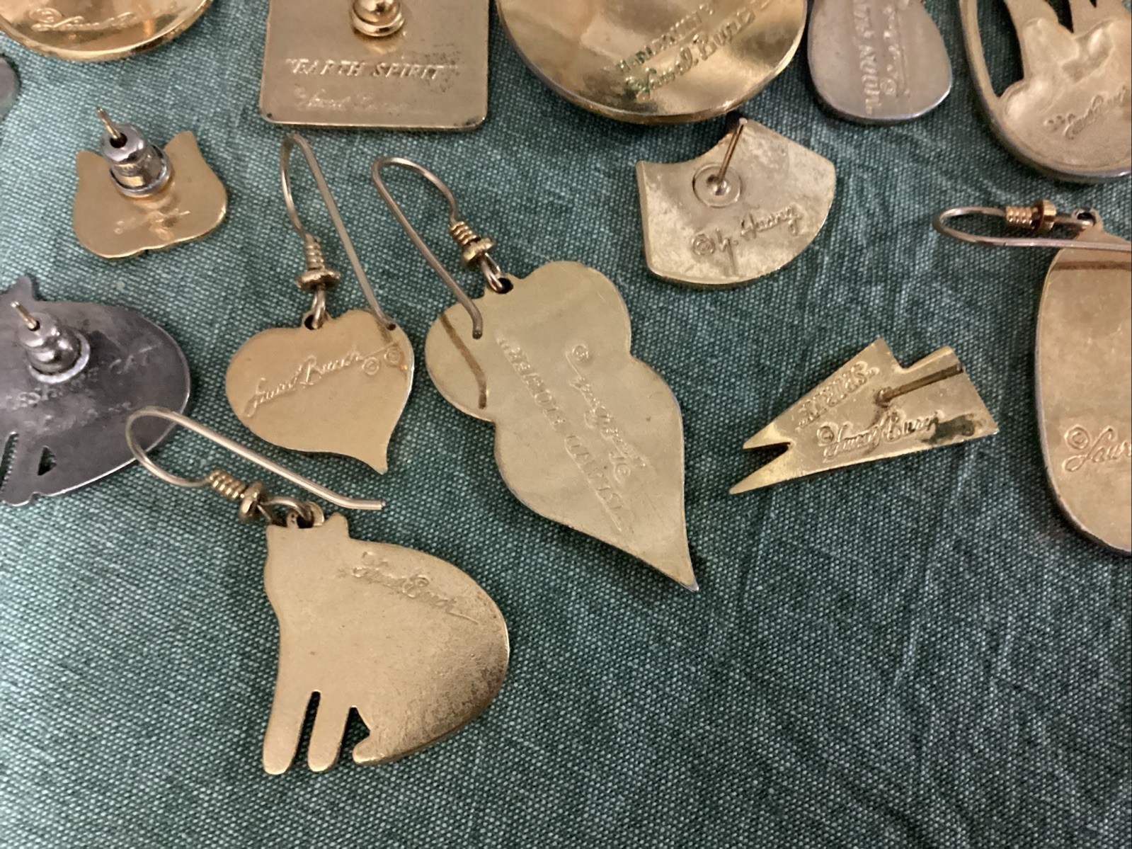 Laurel Burch 16 Single Earrings Lot: Cats, Bird, More
