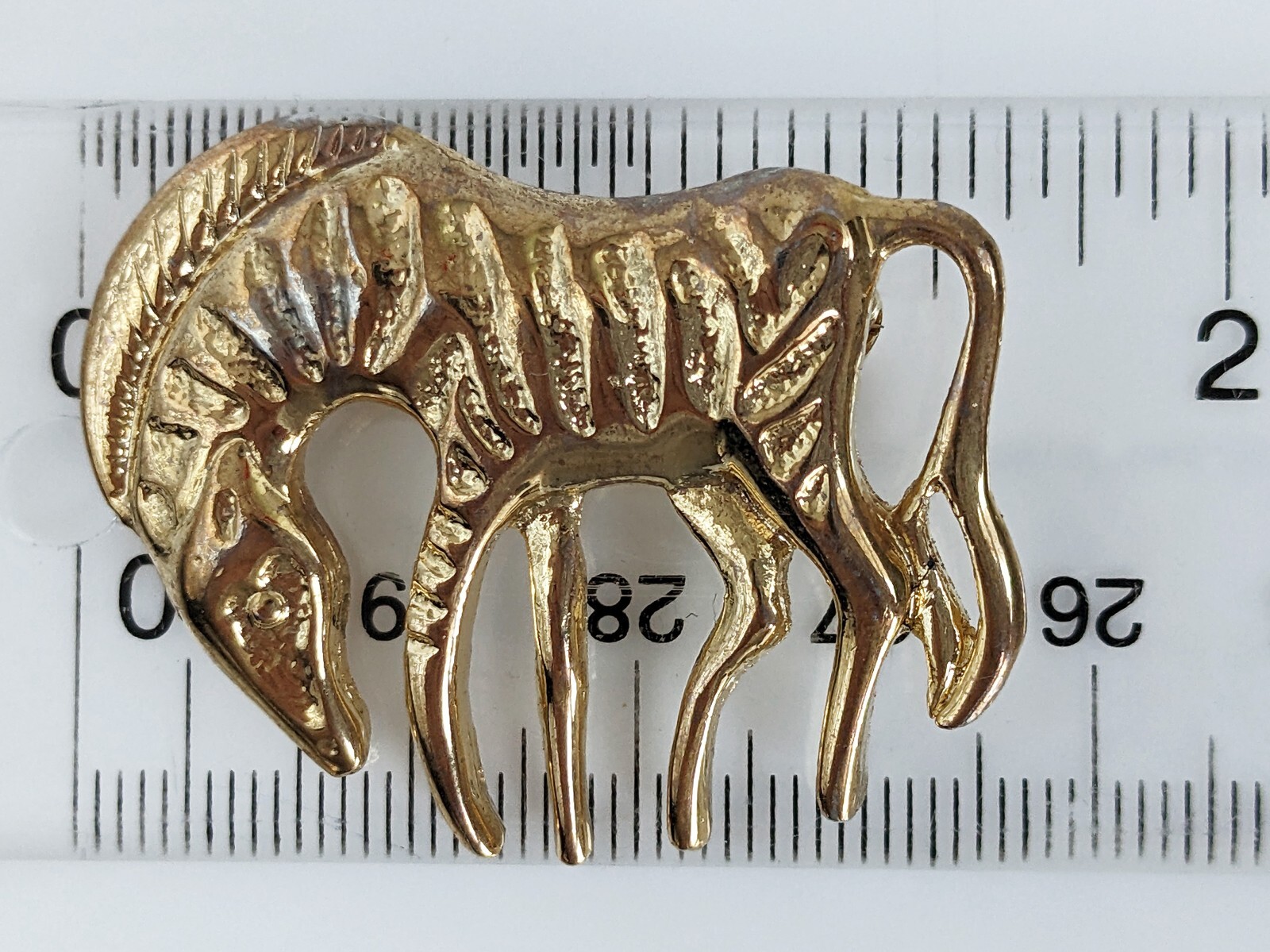 VTG Brooch Goldtoned Zebra 1.5 Inches Wide Very Good Condition