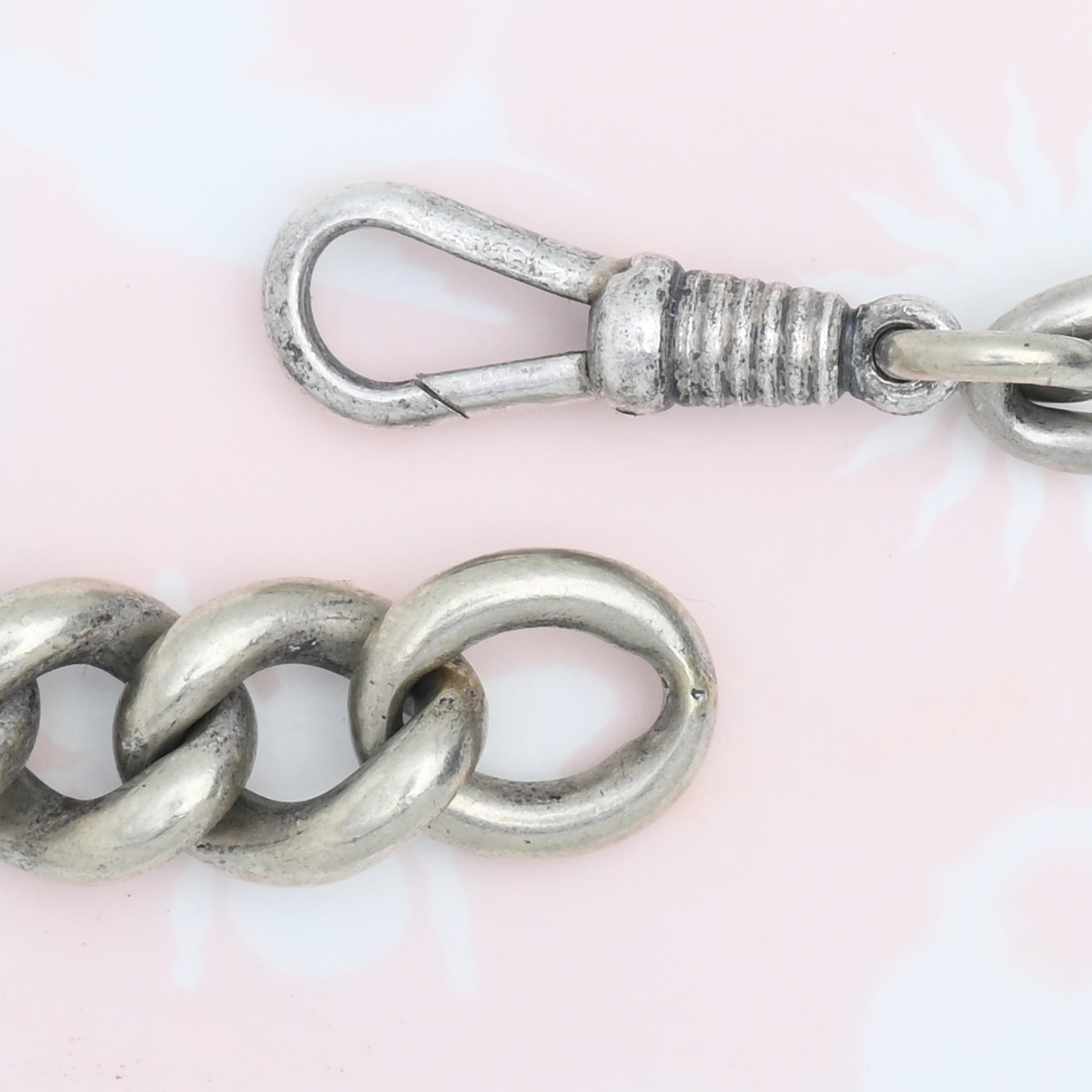 Antique Victorian Upcycled 800 Silver 64gr Fancy Curb 25″ Chain Necklace
