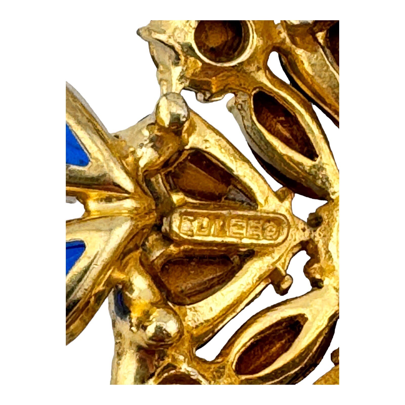 Vintage Edlee Maltese Cross Brooch Multicolor Stones Layered Design Signed