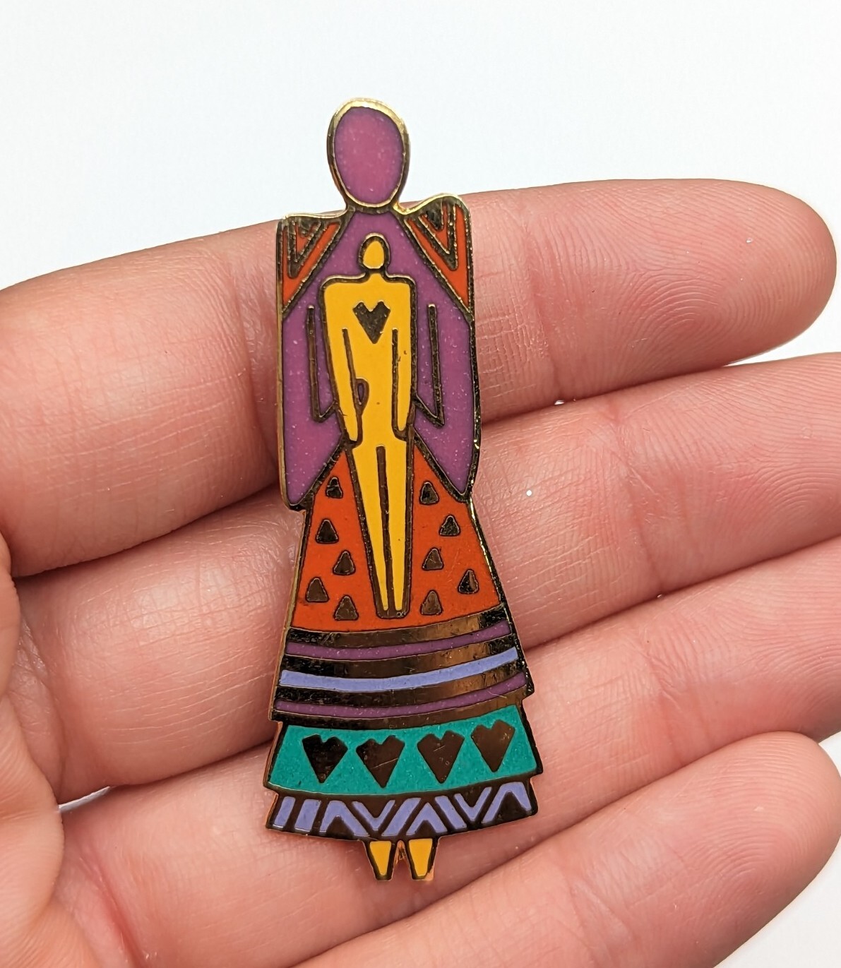 Laurel Burch Signed Mother and Child Mom Baby Kid Multicolor Enamel Pin Brooch