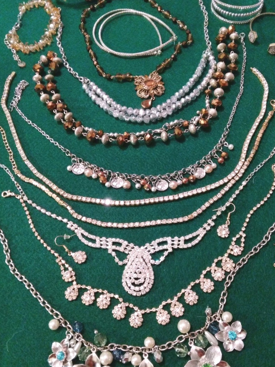 Vintage 2 Now Crystal Rhinestone Jewelry Lot 16pc Necklaces Bracelets Earrings