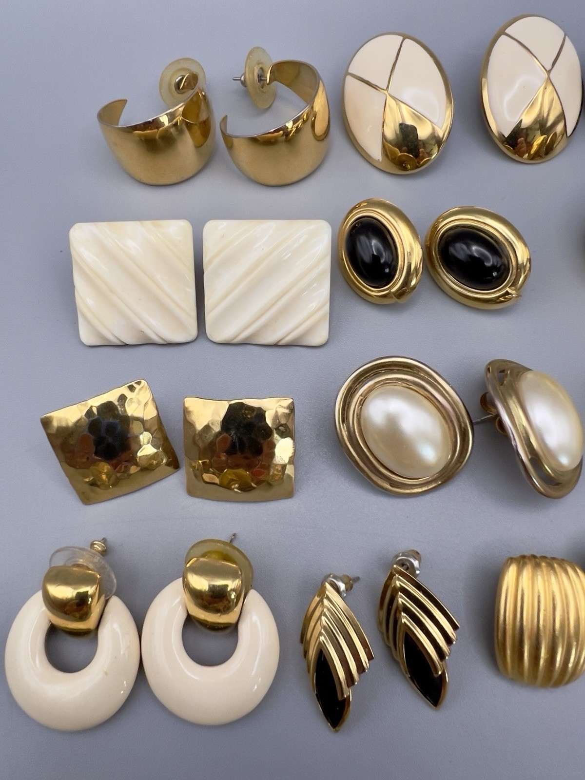 Vintage 1980s Pierced Earring Lot Gold Tone 45 Pairs Monet Trifari