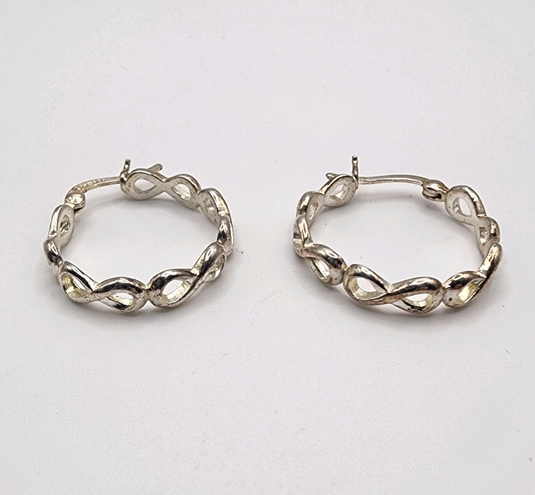 Vintage Infinity Pattern Earrings Sterling Silver 925 Stamped Women’s Jewelry
