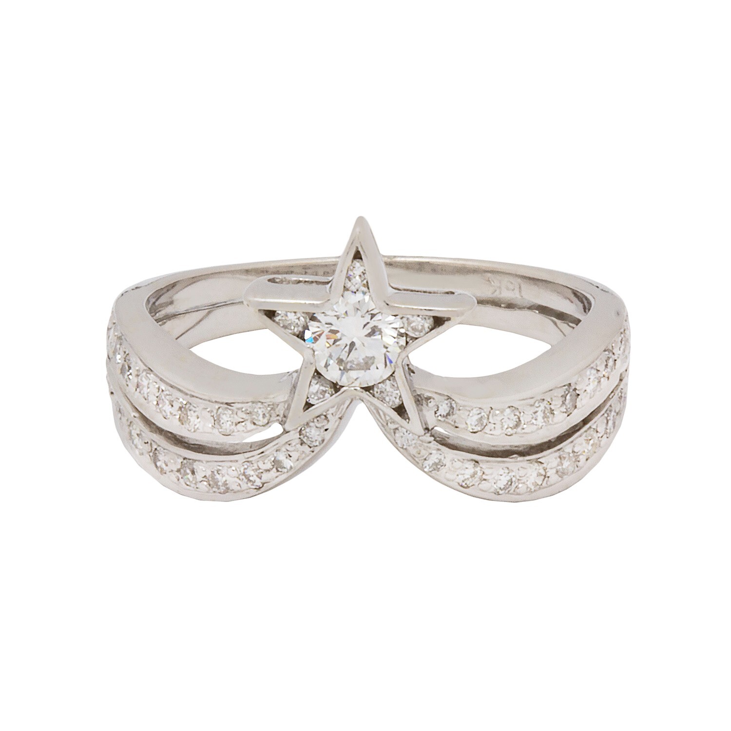 18K White Gold Diamond Star Ring 0.50ct TDW Size 6