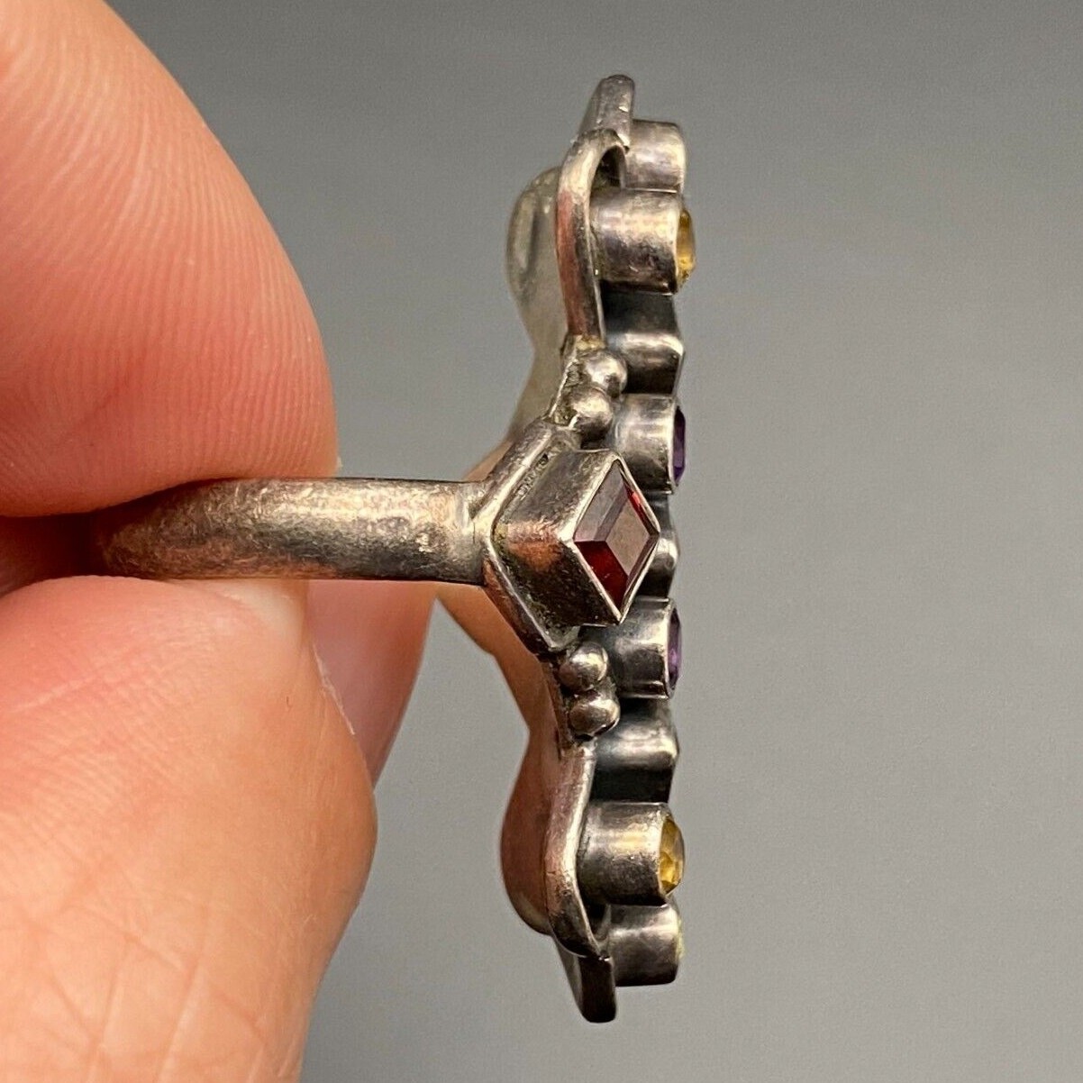 Vintage Multiple Stones Sterling Silver Ring Size 6
