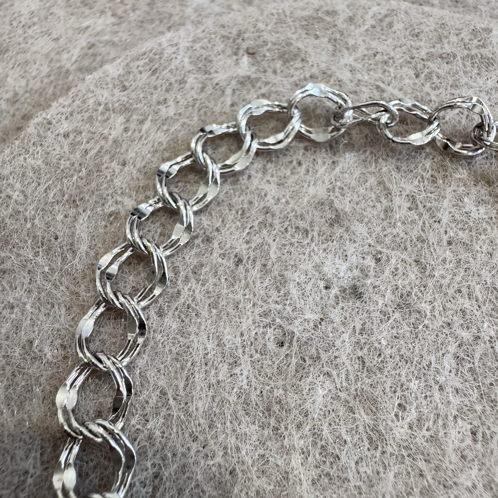 Vintage Sterling Silver Double Link Chain Bracelet Charm Jewelry 7.625 inch