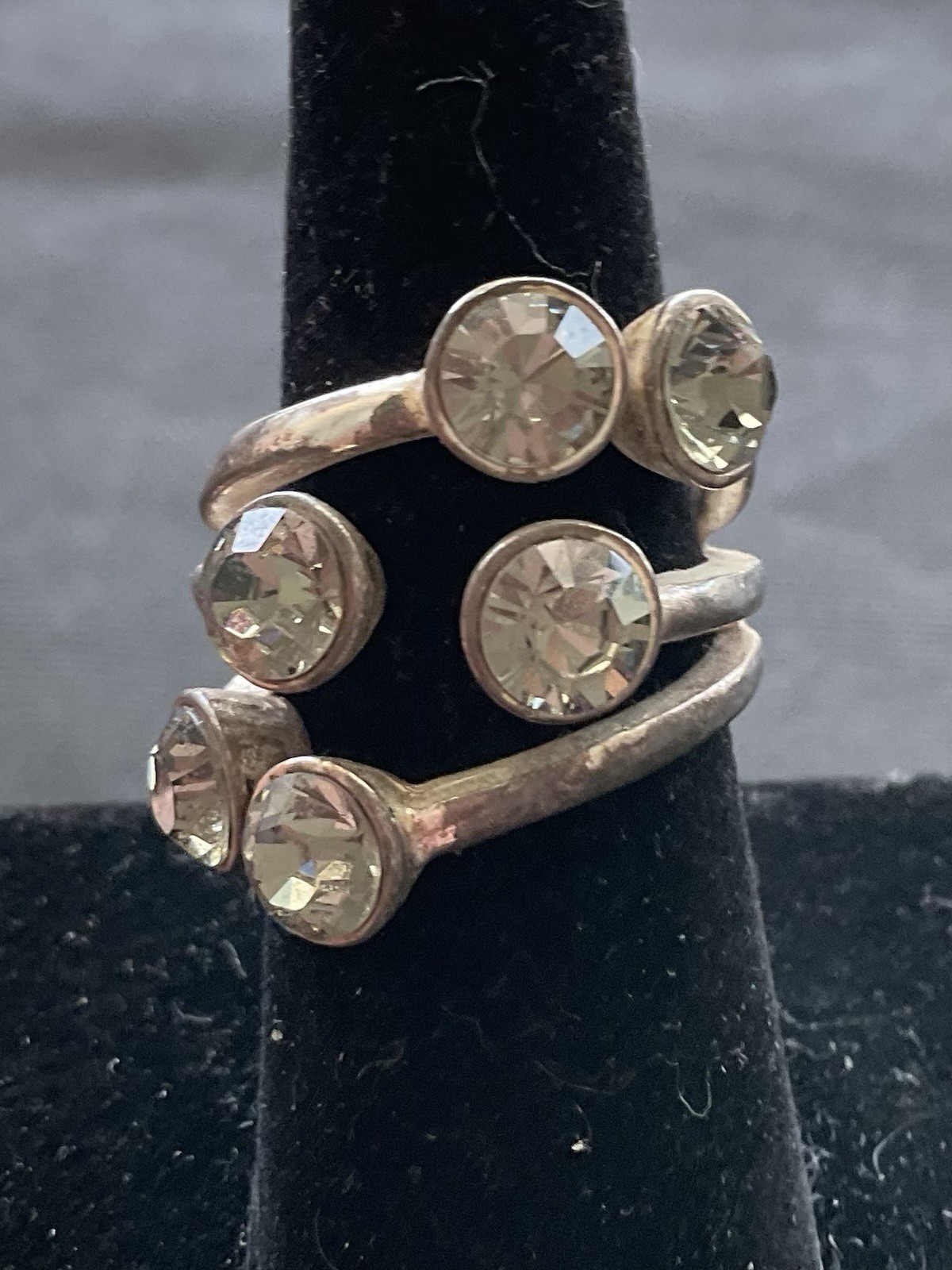 Pilgrim Signed Ring Size 7 Crystal Stones Vintage Estate Jewelry