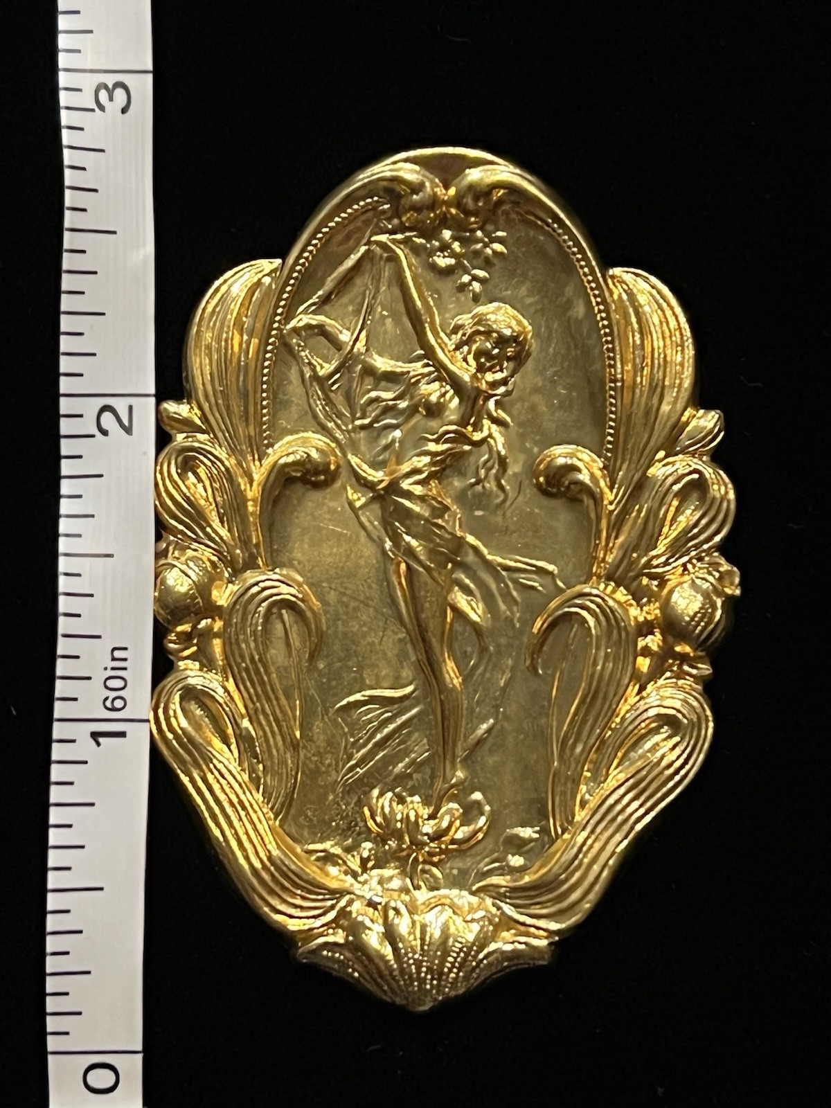 Large Vintage Gold Plated Brass Stamping for Jewelry Design NOS 22K Gold Plated