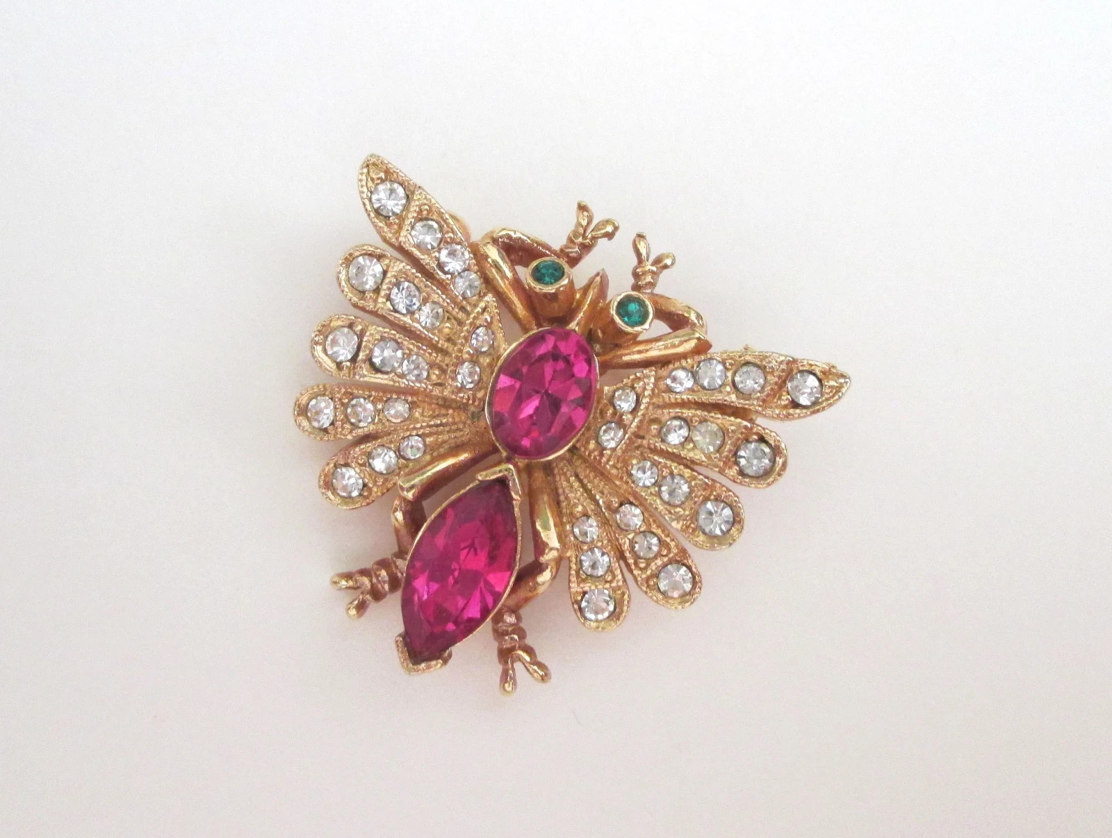 Bee Pin Vintage Napier Rhinestone Pin Designer Signed