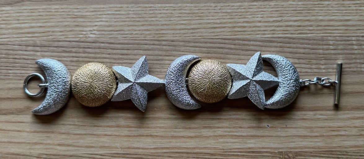 Vtg 1980s Christian Dior Celestial Sun Moon Stars Puffy Bracelet New In Box NM