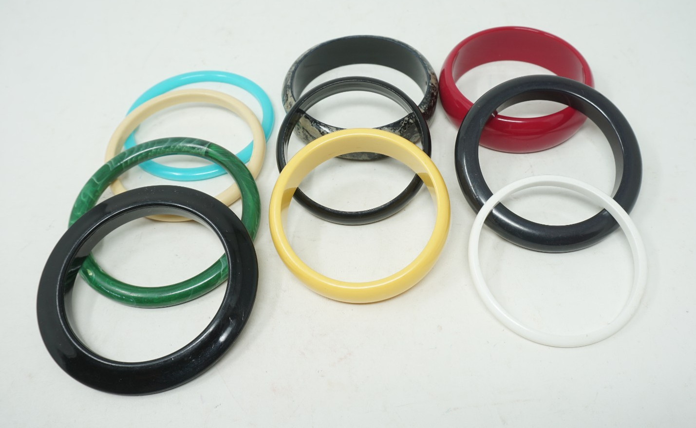 Lucite Bangle Bracelets Multiple Colors Marbled Lot Of 10 Vintage