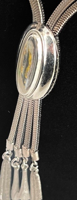 VTG Mid-Century Modern Slider Pendant Necklace, Multi-Strand Silver Omega Chain