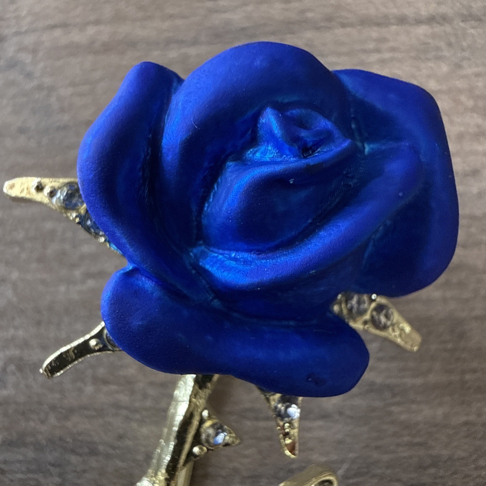 White Pearl with Blue Rose Gold Tone Brooch Pin